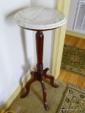 (SUNROOM) MAHOGANY AND MARBLE TOP PLANT STAND: 13