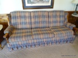 (LR) BROYHILL 3 CUSHION SOFA IN PLAID UPHOLSTERY: 82