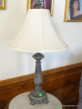 (LR) SHELL PATTERNED LAMP WITH SHADE AND FINIAL: 5