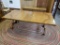 (A2) MID CENTURY INLAID TOP DINING ROOM TABLE WITH ONE BOARD. 80X42X29.5 WITH THE BOARD IN. BOARD IS