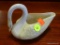 (A1) VINTAGE GREEN MARK BELLEEK SWAN DISH. 5.75X4