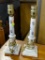 (A3) PAIR OF VINTAGE CANDLESTICK ROSE DECORATED LAMPS. SHADES NOT INCLUDED. 12'' TALL