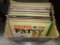 (A4) BOX LOT OF RECORDS. APPROX. 44 TOTAL RECORDS. SOME INCLUDE 1 45RPM MOTOWN M 1191F 1971 MICHAEL