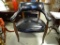 (A5) VINTAGE MID CENTURY BANKERS CHAIR. FINISHED WITH LARGE BRASS TACKS. IS IN GOOD CONDITION.