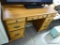(A5) PINE 7 DRAWER DESK WITH 3 DRAWERS ON EITHER SIDE (BOTTOM DRAWERS ARE FILING DRAWERS):