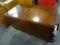 (A6) MAHOGANY DROPSIDE BREAKFAST TABLE WITH REEDED LEGS. WITH THE SIDES DOWN: 48