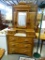 (A2) WALNUT VICTORIAN DRESSER WITH GLOVE BOX TOP. HAS A MARBLE INSERT. 39.5X20X84 LOOKS GREAT AND