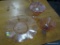 (A2) LOT OF 3 PINK DEPRESSION GLASS PIECES. 1.5'' CAKE PLATE, 7.5'' COVERED CANDY DISH, AND A