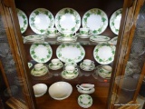 (A2) SET OF FRANCISCAN IVY PATTERN CHINA. 49 PCS. TOTAL. 1 DINNER PLATE HAS SEVERAL CHIPS.