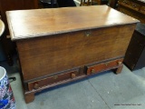 (A4) CHIPPENDALE BLANKET BOX ON STAND WITH 2 DRAWERS AT THE BOTTOM. BOTH DRAWERS HAVE LOCKS IN PLACE