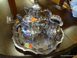 (A3) 4 PC. CHIPPENDALE SILVER-PLATE TEA SERVICE