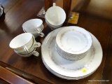 (A3) NORITAKE ROSE POINT CHINA. INCLUDES 3 DINNER PLATES, 8 SAUCERS AND 8 CUPS