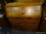 (A3) PINE FALL FRONT DESK WITH 3 DRAWERS OVER 3 DRAWERS. BOTTOM RIGHT PIECE OF TRIM NEEDS TO BE