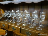 (A3) LOT OF CLEAR MATCHING WINE GLASSES. TOTAL OF 19