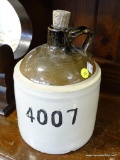 (A3) CORN WHISKEY SHOULDER JUG. PRIOR FRONT PORCH ITEM WITH ADDRESS. CAN BE REMOVED. 10.5'' TALL ARE