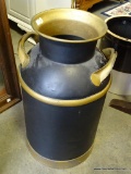 (A1) BLACK AND GOLD DECORATED MILK CAN. 4'' TALL