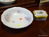 (A4) VINTAGE SIGNED AUSTRIA BOWL AND A VINTAGE HAND PAINTED DRESSER BOX.