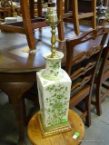 (A4) ORIENTAL THEMED TABLE LAMP. 22.5'' TALL NO HARP OR SHADE INCLUDED