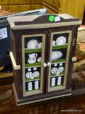 (A4) FOLK ART HAND PAINTED 2 DOOR MINIATURE CABINET. 10X5X14.5