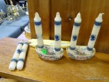 (A5) VINTAGE PAIR OF HANDS PAINTED CANDLE STICK HOLDERS. 4.75'' LONG. CANDLES ARE INCLUDED