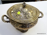 (CASE) LARGE SILVER-PLATE COVERED TUREEN. 8.5'' TALL. IN GOOD CONDITION.
