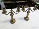 (CASE) VINTAGE PAIR OF SILVER-PLATE SIGNED MADE IN FRANCE 2 LIGHT CANDLE HOLDERS. 9.25'' TALL.