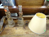 (A6) PAIR OF SMALL BEADED GLASS LAMPS. 1 WITH A SHADE: 10