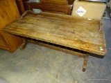 (A6) VINTAGE OAK CHILDS PLAY/CRAFT TABLE WITH GALLERY BACK:47.5