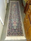 (A6) ORIENTAL STYLE RUNNER IN BLUE AND ROSE FLORAL PATTERN: 23