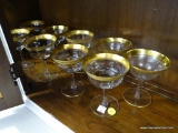 (A2) SET OF 9 GOLD BANDED COCKTAIL GLASSES