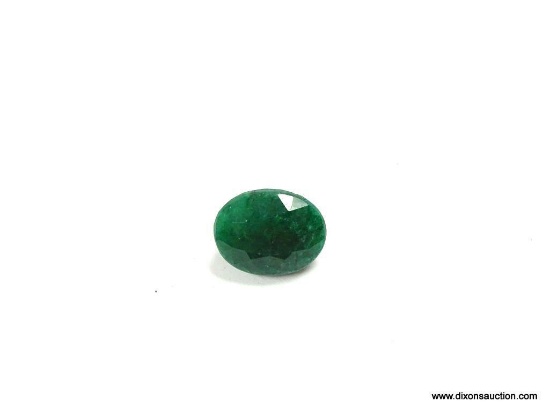6.73 CT. OVAL CUT EMERALD. MEASURES APPROX. 13 BY 10 BY 7MM.