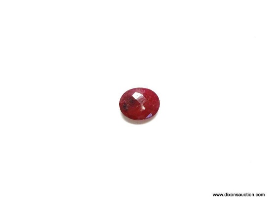 3.41 CT. OVAL CUT RUBY. MEASURES APPROX. 10 BY 8 BY 4MM.