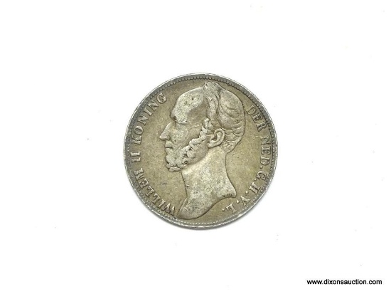 1846 NETHERLANDS 1 GUILDER SILVER - SCARCE DATE.