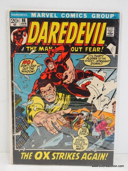 DAREDEVIL THE MAN WITHOUT FEAR! "THE OX STRIKES AGAIN!" ISSUE NO. 86 1972 B&B VGC $0.20 COVER PRICE