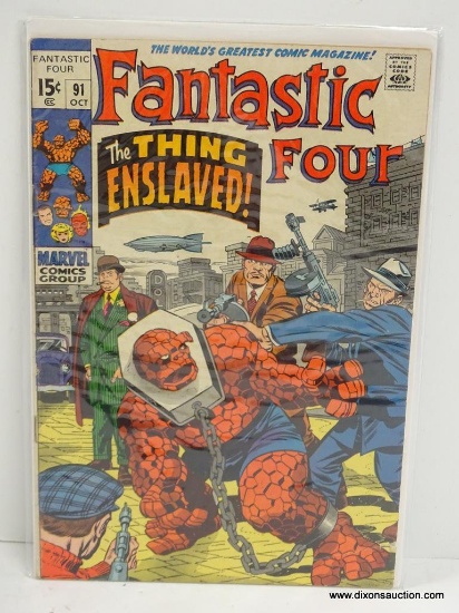 FANTASTIC FOUR "THE THING AND ENSLAVED!" ISSUE NO. 91 1969 B&B VGC $0.15 COVER PRICE