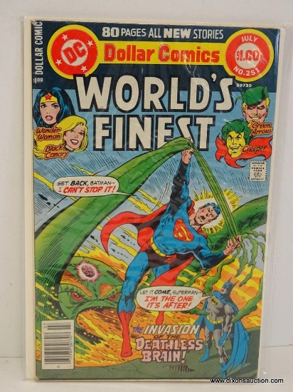 DC DOLLAR COMICS WORLD'S FINEST "THE INVASION OF THE DEATHLESS BRAIN" FEATURING SUPERMAN AND BATMAN.