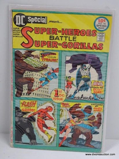 1ST DC ISSUE SUPER HEROES BATTLE SUPER GORILLAS ISSUE NO. 16. 1975 B&B COVER PRICE $.50