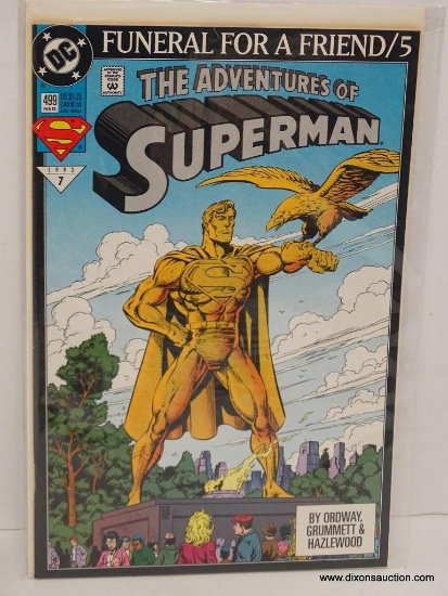 THE ADVENTURE OF SUPERMAN "FUNERAL FOR A FRIEND/5" ISSUE NO. 499. 1993 B&B COVER PRICE $1.25 VGC