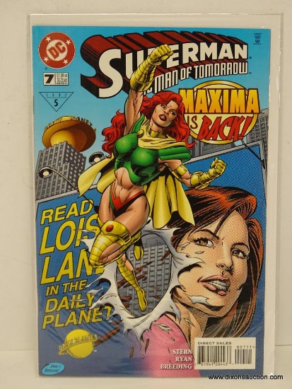 SUPERMAN MAN OF TOMORROW "MAXIMA IS BACK!" ISSUE NO. 7. 1997 B&B COVER PRICE $1.95 VGC