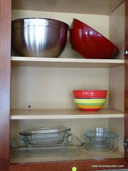 (K) RIGHT HAND SIDE OF CABINET. INCLUDES 8 PC STAINLESS STEEL NESTING BOWL SET (LARGEST IS 12'' DIA