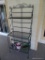 (PORCH) CAST IRON AND MESHED WIRE BAKERS RACK WITH 4 SHELVES: 31