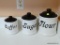 (KIT) SET OF 3 LIDDED CANISTERS (1 FOR FLOUR. 1 FOR SUGAR. 1 FOR COFFEE)