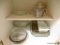 (KIT) CONTENTS OF 2 CABINETS BY DISHWASHER: PYREX BAKING DISHES. PYREX MEASURING CUP. ELECTRIC
