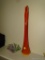 (LR) 2 PIECES OF ART GLASS: ORANGE AND RED ART GLASS VASE: 20