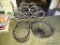 (LR) 3 PIECE LOT: 8 BOTTLE CAPACITY WINE HOLDER. METAL FRUIT BASKET. BREAD BASKET.