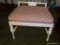 (LR) WHITE PAINTED AND UPHOLSTERED VANITY STOOL: 26