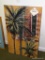 (HALL) HAND PAINTED OIL ON BOARD OF A VILLA BALCONY SCENE WITH PALM TREES: 22