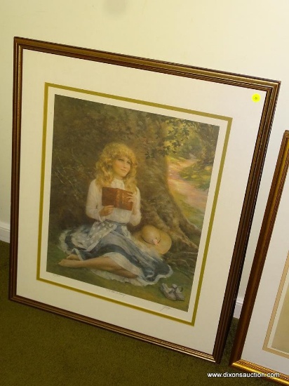 (LR) FRAMED, DOUBLE MATTED, SIGNED AND NUMBERED PRINT "OF TIME AND DREAM" BY MURRAY 146/480. IN GOLD