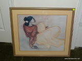 (MBR) FRAMED AND DOUBLE MATTED PRINT OF AN ORIENTAL WOMAN SIGNED BY R.C. GORMAN? WITH COA ON THE
