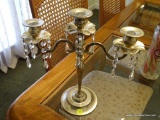 (LR) SILVER PLATE CANDELABRA WITH PRISMS: 13